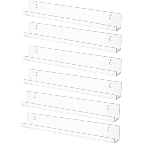 Mensole galleggianti per dischi in vinile, set di 6 mensole da parete in acrilico trasparente da 38 cm, decorazione per libri/foto/trucco, camera da letto, soggiorno, bagno, spazio di archiviazione e 
