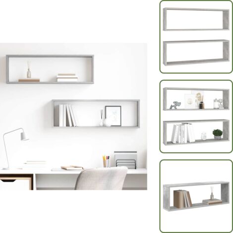 Mensole grigio cemento - vidaXL Mensole Parete Cubo 2pz Grigio Cemento 80x15x26,5cm Multistrato - Mensole per parete