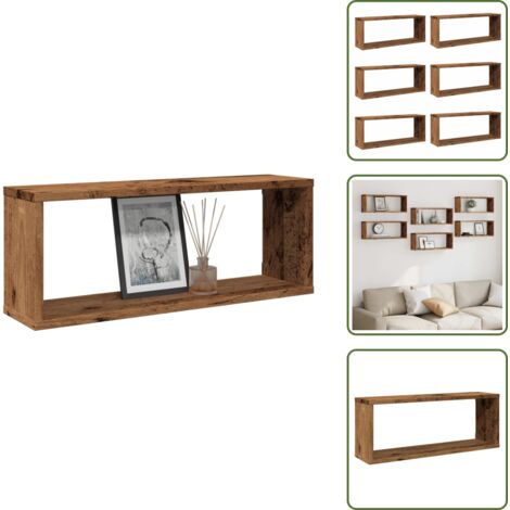 Mensole in legno antico - vidaXL Mensole a Cubo Muro 6 pz Legno Antico 60x15x23 cm in Truciolato - Scaffale per casa