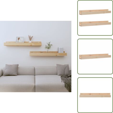 Mensole in legno massello - vidaXL Mensole da Parete 2 pz 80x12x9cm in Legno Massello di Pino -