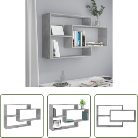 Mensole in legno -  Mensole a Muro Grigio Cemento 104x20x58,5 cm Legno Multistrato