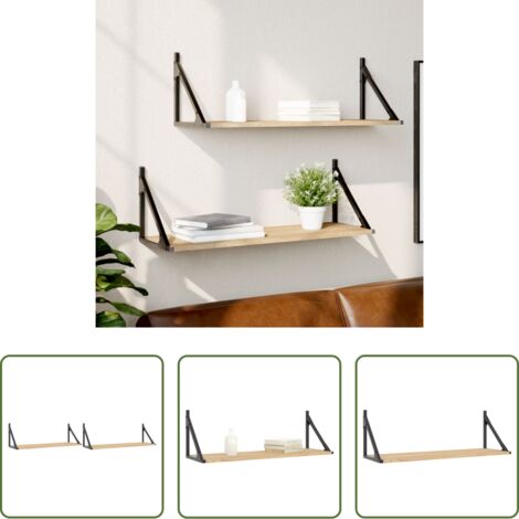 Mensole in legno -  Mensole da parete 2 pz Rovere Sonoma 80x25x25,5 cm Legno ingegnerizzato