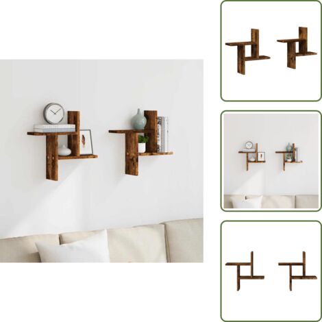 Mensole in legno - vidaXL Mensole da Parete 2pz Rovere Fumo 38x12x38 cm in Truciolato - Mensole per interni