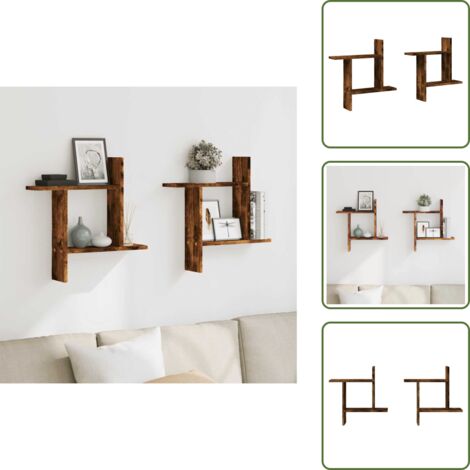 Mensole in legno - vidaXL Mensole da Parete 2pz Rovere Fumo 50x12x50 cm in Truciolato - Mensole per interni