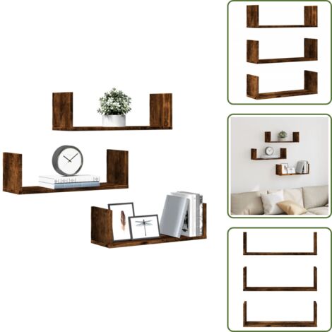 Mensole in legno - vidaXL Mensole da Parete 2pz Rovere Fumo 58x18x18 cm in Truciolato - Mensole per interni