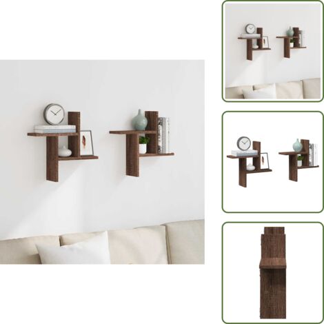Mensole in legno - vidaXL Mensole da Parete 2pz Rovere Marrone 38x12x38 cm in Truciolato - Mensole per interni