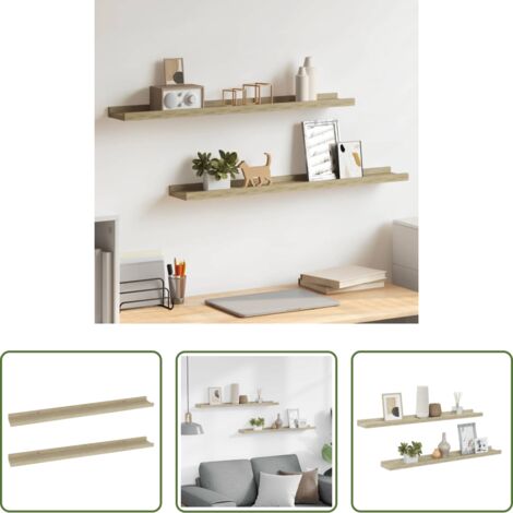 Mensole in mdf -  Mensole da parete 2 pz in rovere Sonoma 80x9x3 cm