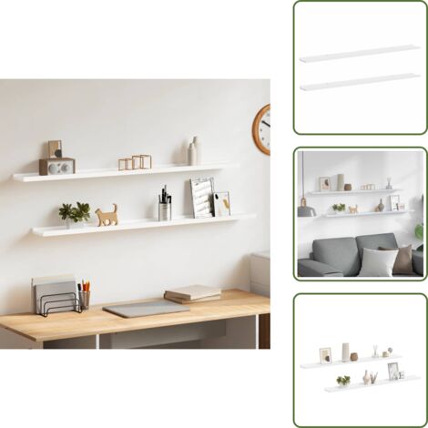 Mensole in mdf - vidaXL Mensole da Parete 2 pz Bianche 115x9x3 cm - Scaffale per interni