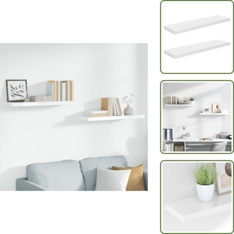 Mensole in metallo - vidaXL Scaffali a Parete 2 pz Bianco Lucido 90x23,5x3,8 cm in MDF - Scaffali per casa