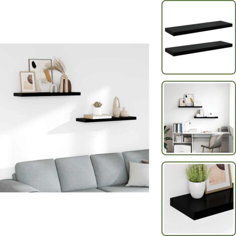 Mensole in metallo - vidaXL Scaffali a Parete 2 pz Nero Lucido 80x23,5x3,8 cm in MDF - Scaffali per casa