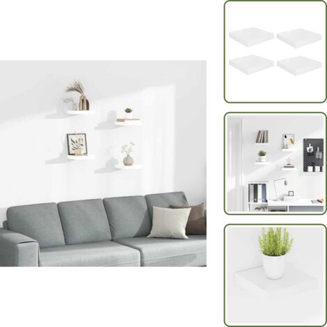 Mensole in metallo - vidaXL Scaffali a Parete 4 pz Bianco Lucido 23x23,5x3,8 cm in MDF - Scaffali per casa