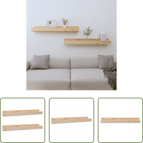 Mensole in pino -  Mensole da Parete 2 pz 80x12x9cm in Legno Massello di Pino