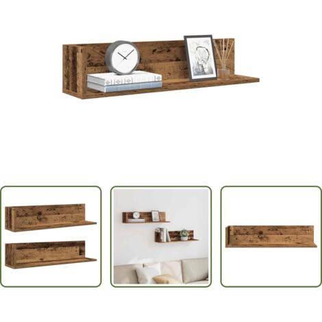Mensole in truciolato -  Mensole da Parete 2pz Legno Vecchio 75x16,5x16,5 cm Truciolato