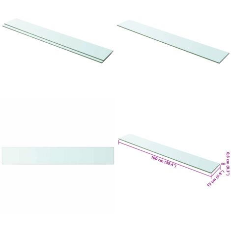 Mensole in Vetro Trasparente 2 pz 100x15 cm - Mensola trasparente - Vetro temperato