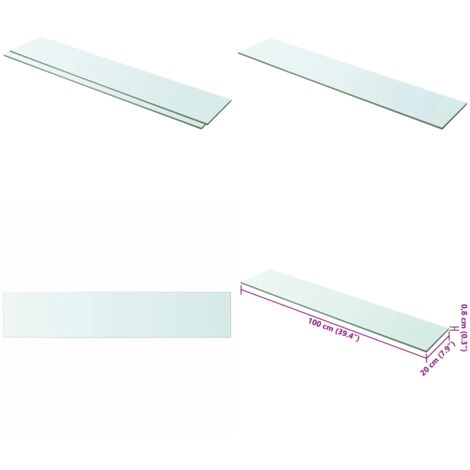 Mensole in Vetro Trasparente 2 pz 100x20 cm - Mensola trasparente - Vetro temperato