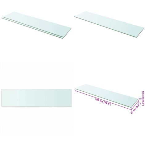 Mensole in Vetro Trasparente 2 pz 100x25 cm - Mensola trasparente - Vetro temperato