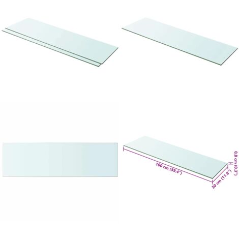 Mensole in Vetro Trasparente 2 pz 100x30 cm - Mensola trasparente - Vetro temperato