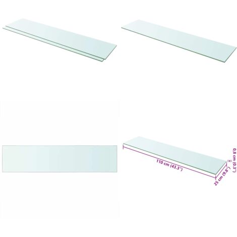 Mensole in Vetro Trasparente 2 pz 110x25 cm - Mensola trasparente - Vetro temperato