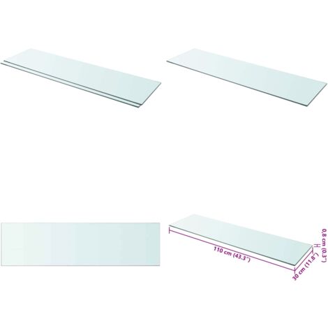 Mensole in Vetro Trasparente 2 pz 110x30 cm - Mensola trasparente - Mensola in vetro temperato