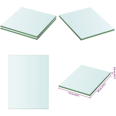 Mensole in Vetro Trasparente 2 pz 20x15 cm - Mensola trasparente - Ripiano in vetro