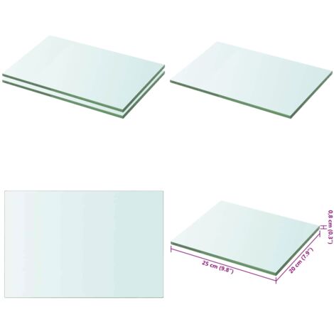 Mensole in Vetro Trasparente 2 pz 20x25 cm - Mensola trasparente - Vetro temperato