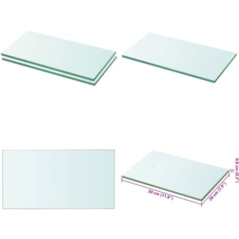 Mensole in Vetro Trasparente 2 pz 20x30 cm - Mensola trasparente - Vetro temperato