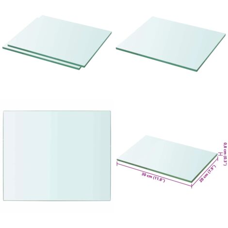 Mensole in Vetro Trasparente 2 pz 30x20 cm - Mensola trasparente - Ripiano in vetro