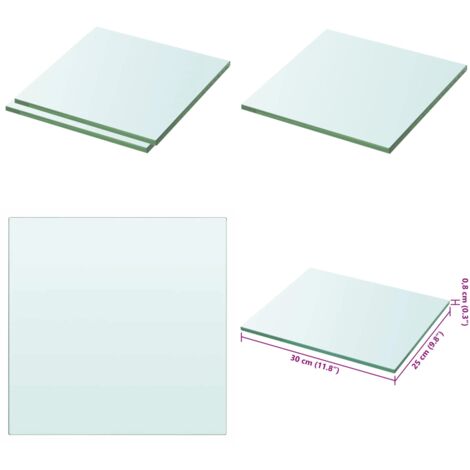 Mensole in Vetro Trasparente 2 pz 30x25 cm - Mensola trasparente - Ripiano in vetro