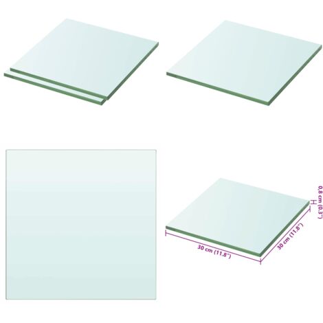 Mensole in Vetro Trasparente 2 pz 30x30 cm - Mensola trasparente - Vetro temperato