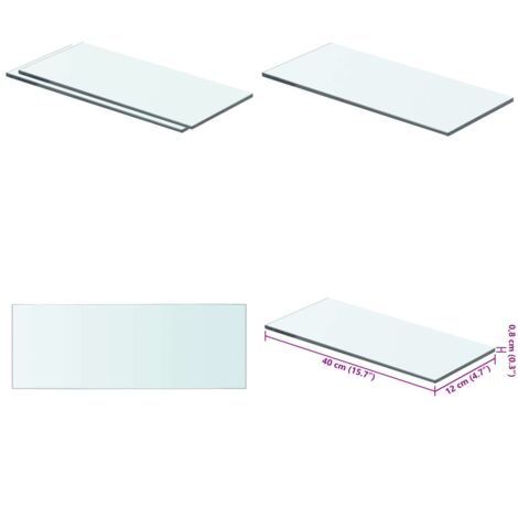 Mensole in Vetro Trasparente 2 pz 40x12 cm - Mensola trasparente - Vetro temperato
