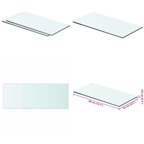 Mensole in Vetro Trasparente 2 pz 40x15 cm - Mensola trasparente - Vetro temperato