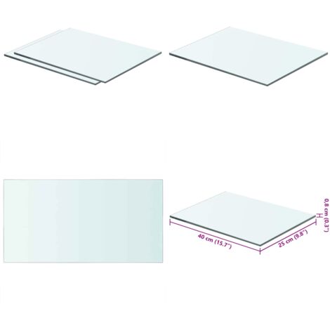 Mensole in Vetro Trasparente 2 pz 40x25 cm - Mensola trasparente - Vetro temperato
