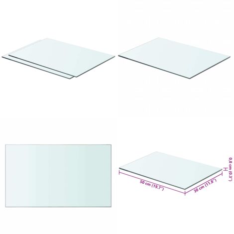 Mensole in Vetro Trasparente 2 pz 50x30 cm - Mensola trasparente - Vetro temperato