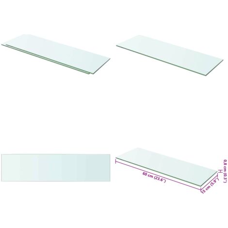 Mensole in Vetro Trasparente 2 pz 60x15 cm - Mensola trasparente - Vetro temperato