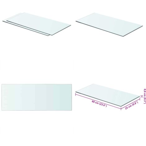 Mensole in Vetro Trasparente 2 pz 60x25 cm - Mensola trasparente - Ripiano in vetro