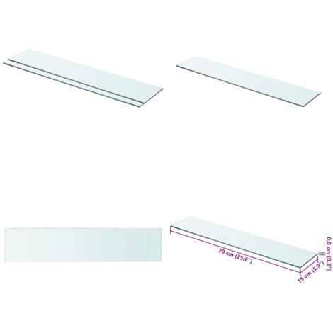 Mensole in Vetro Trasparente 2 pz 70x15 cm - Mensola trasparente - Ripiano in vetro