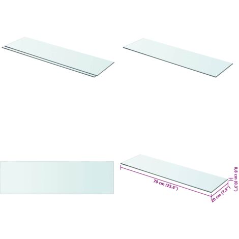 Mensole in Vetro Trasparente 2 pz 70x20 cm - Mensola trasparente - Vetro temperato