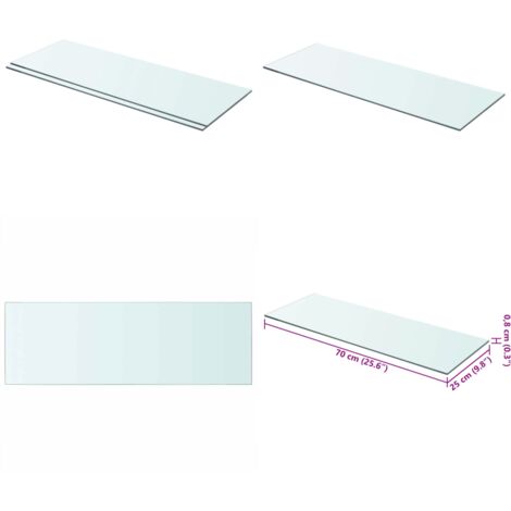 Mensole in Vetro Trasparente 2 pz 70x25 cm - Mensola trasparente - Vetro temperato