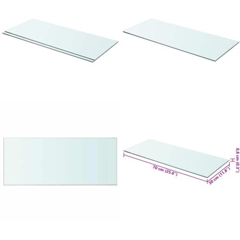 Mensole in Vetro Trasparente 2 pz 70x30 cm - Mensola trasparente - Vetro temperato