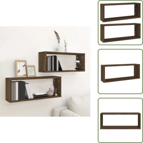 Mensole marrone - vidaXL Mensole Cubo Muro 2pz Rovere Marrone 60x15x23 cm in Multistrato -