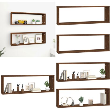 Mensole Muro Cubo 2 Rovere Marrone 80x15x26,5 Legno Multistrato - Mensole a cubo - Mensole in legno