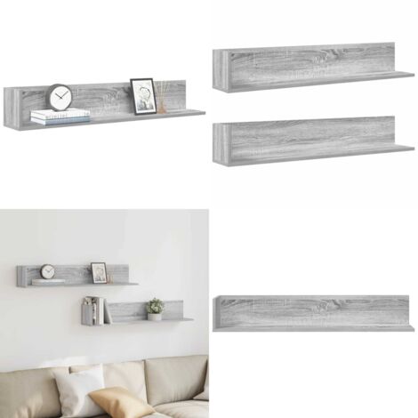 Mensole Parete 2pz Grigio Sonoma 100x16,5x16,5 cm in Truciolato - Mensole sospese - Arredamento casa