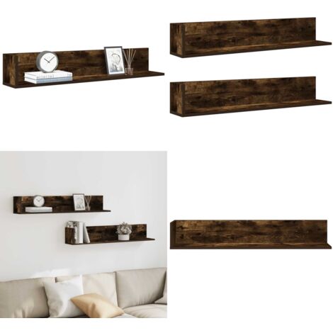 Mensole Parete 2pz Rovere Fumo 100x16,5x16,5 cm in Truciolato - Mensole in truciolato - Mensole in legno