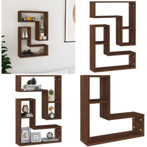 Mensole Parete 2pz Rovere Marrone 50x15x50 cm Legno Multistrato - Mensole in legno - Mensole in legno multistrato