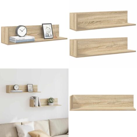 Mensole Parete 2pz Rovere Sonoma 75x16,5x16,5 cm in Truciolato - Mensole in truciolato - Mensole in legno