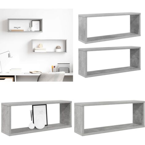 Mensole Parete a Cubo 2pz Grigio Cemento 60x15x23cm Multistrato - Mensole a cubo - Mensole a muro