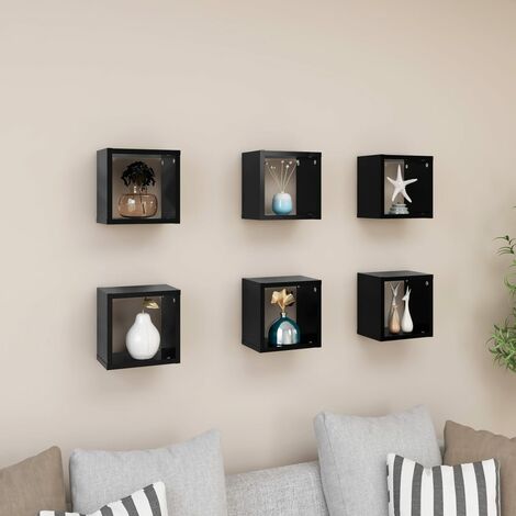 Mensola da Parete Mensole da Muro Design in Truciolato Bianco Lucido 22x15x22 cm Bounv 2pz Mensole a Muro Mensole Cubo Parete Libreria da Parete 