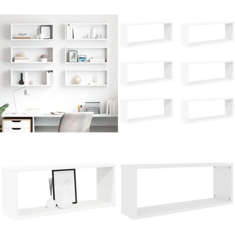 Mensole Parete a Cubo 6pz Bianche 60x15x23 cm Legno Multistrato - Mensole a muro - Mensole a cubo
