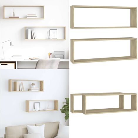 Mensole Parete Cubo 2pz Rovere Sonoma 80x15x26,5cm Multistrato - Mensole a muro - Mensole in legno