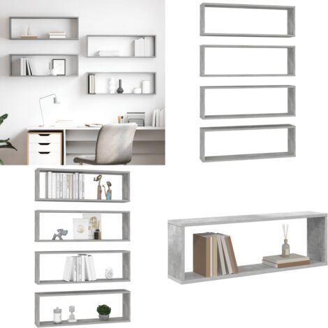 Mensole Parete Cubo 4pz Grigio Cemento 80x15x26,5cm Multistrato - Mensole in legno - Mensole a muro
